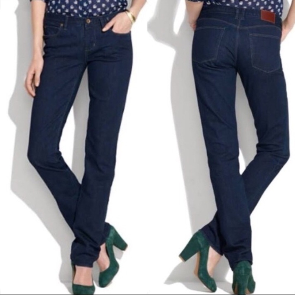 MADEWELL Rail Straight Skinny Jeans Dark Rinse 25